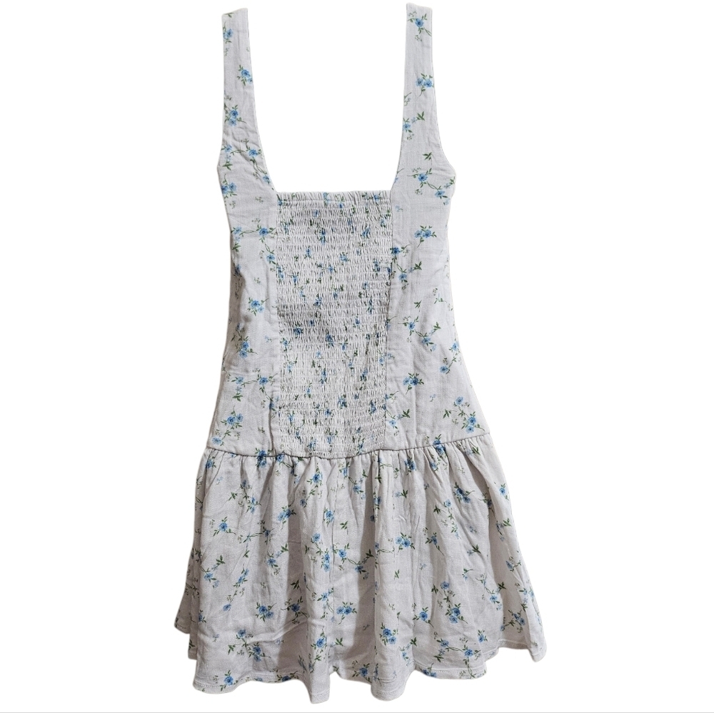 Wild Fable Emma Mini Babydoll Dress White Blue Flora - Picture 5 of 11